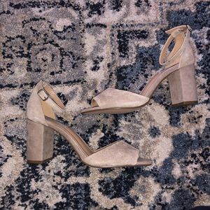 Steve Madden Mirna Taupe Suede Ankle Strap Heels